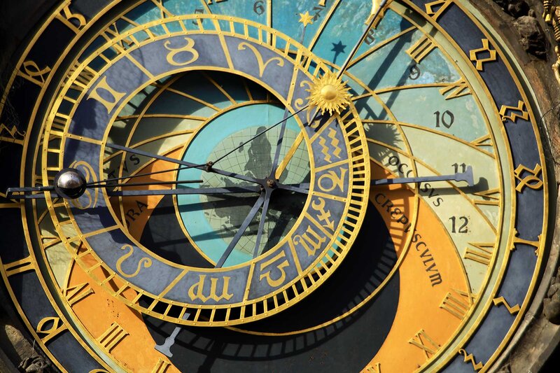 Astronomical Clock Face — Blue, Detailed