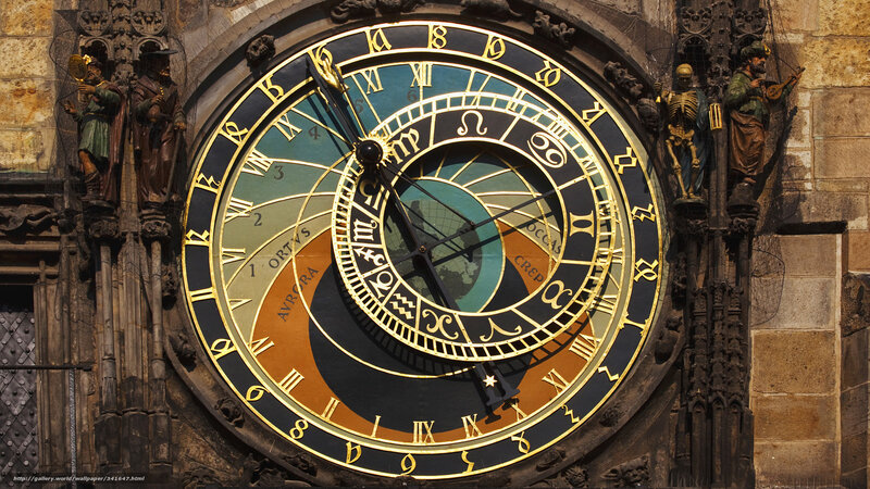 Astronomical Clock on Building — Gold