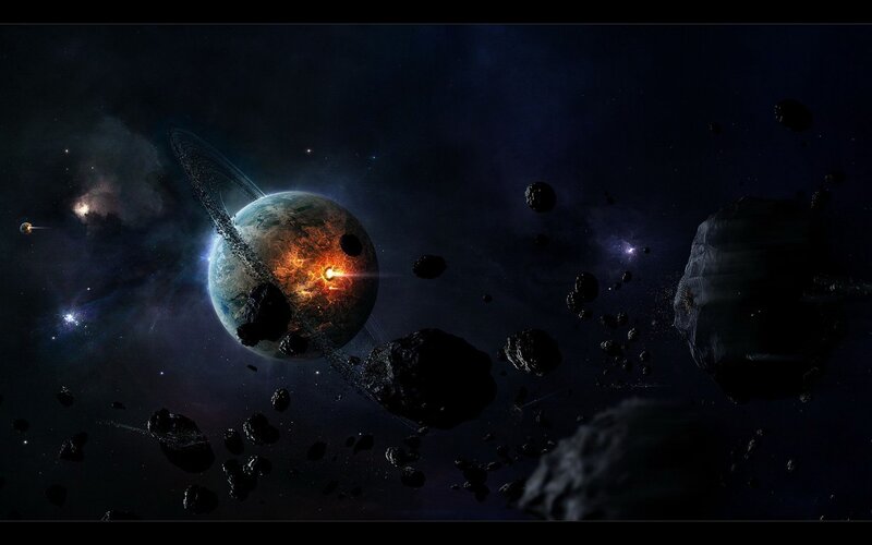 Astronomical collision scene