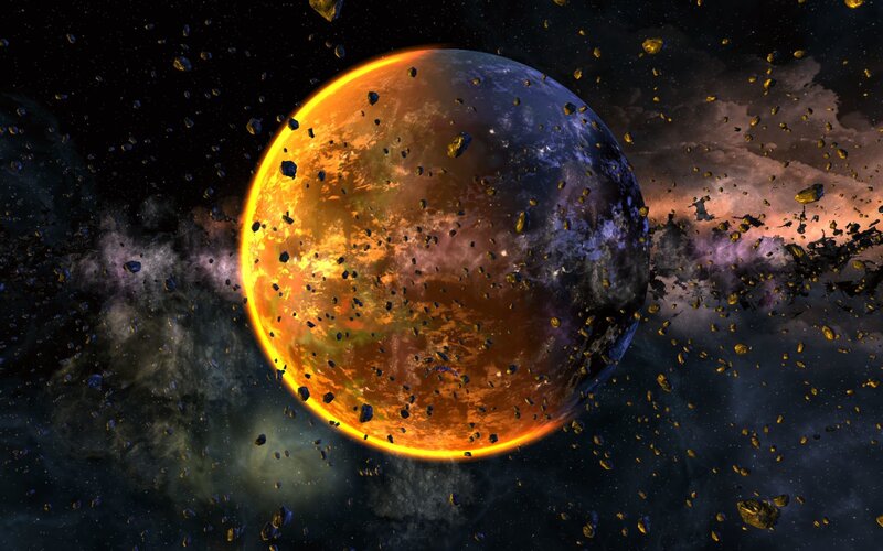 Astronomical collision scene
