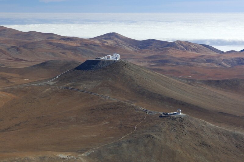 Astronomical observatories on a mountain
