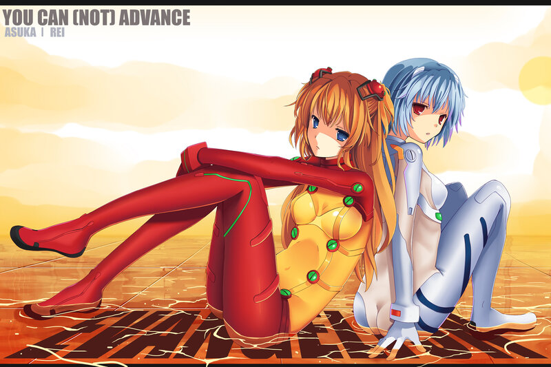Asuka and Rei in Evangelion