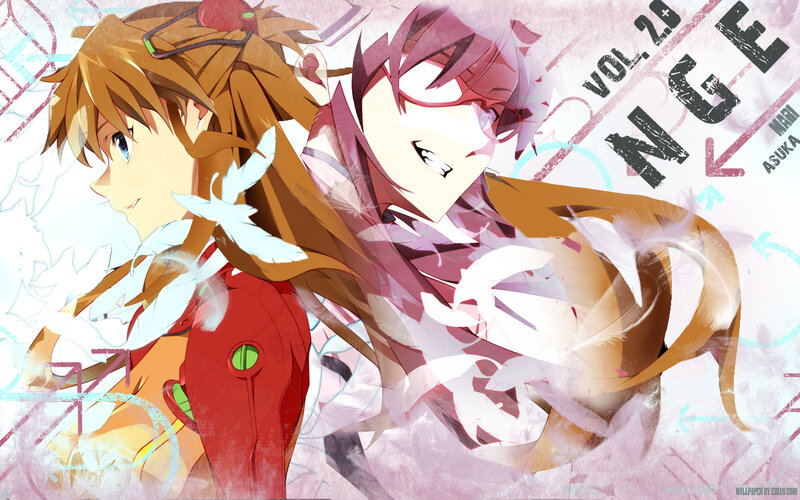 Asuka and Shinji anime art