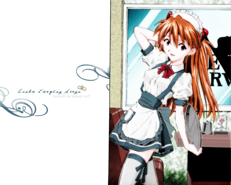Asuka in a maid outfit