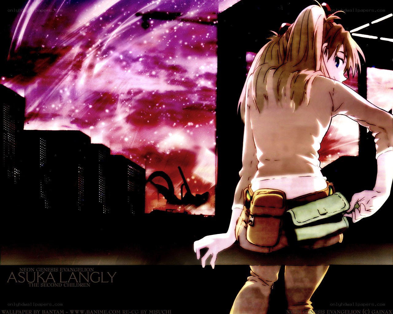 Asuka Langley in a cityscape