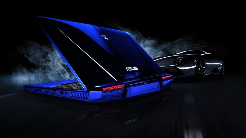 ASUS laptop with sports car