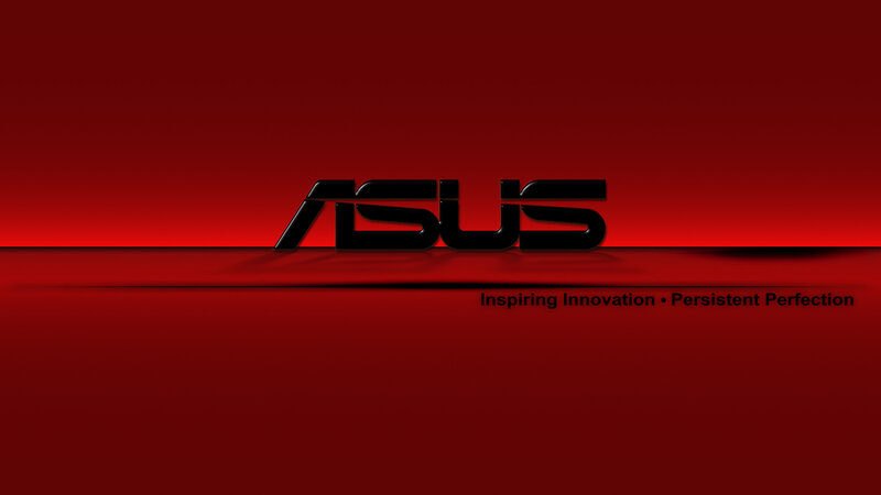 ASUS logo on red background