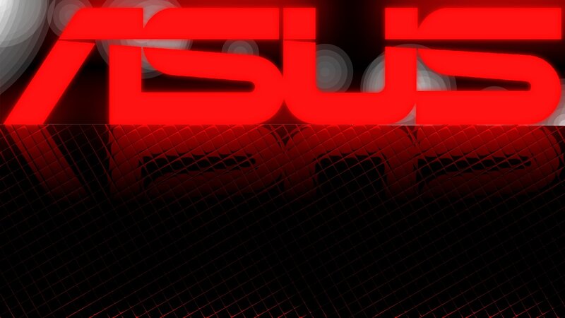 ASUS logo on red background