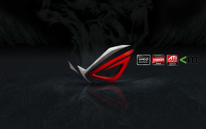 ASUS ROG and AMD graphics logos