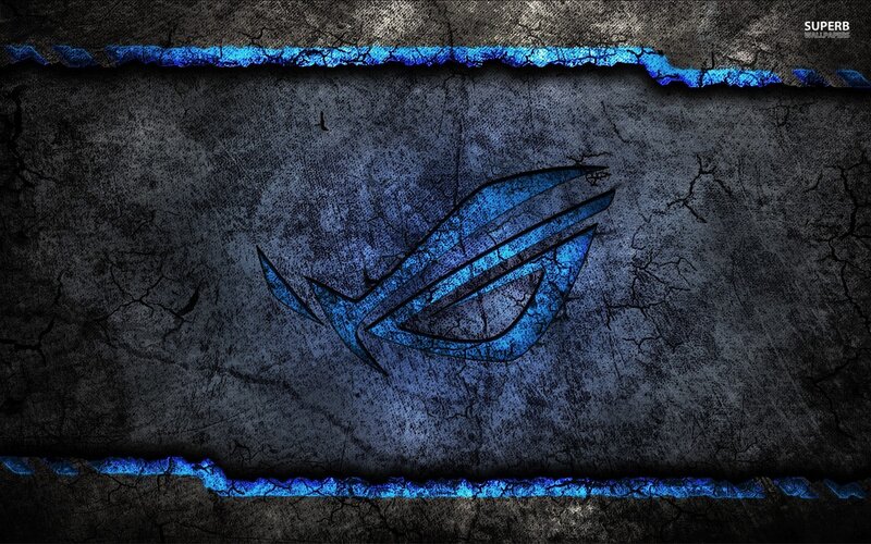 ASUS ROG Logo — Black, Dark, Digital Art, Cracked Texture