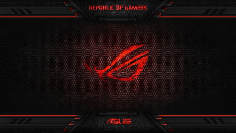 ASUS ROG Logo — Black, Dark, Digital Art, Hexagonal Pattern, Red Lighting