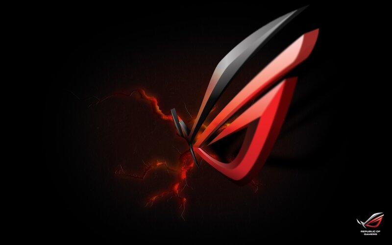 ASUS ROG Logo — Black, Dramatic, Digital Art, Crack