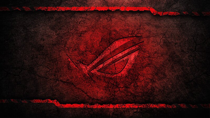 ASUS ROG logo on cracked red background