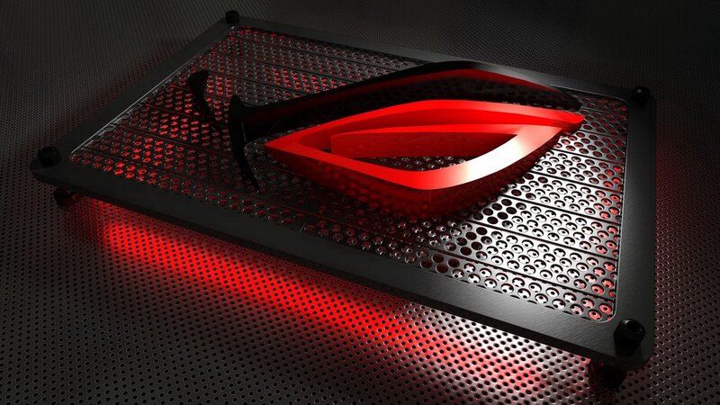 ASUS ROG logo on perforated metal