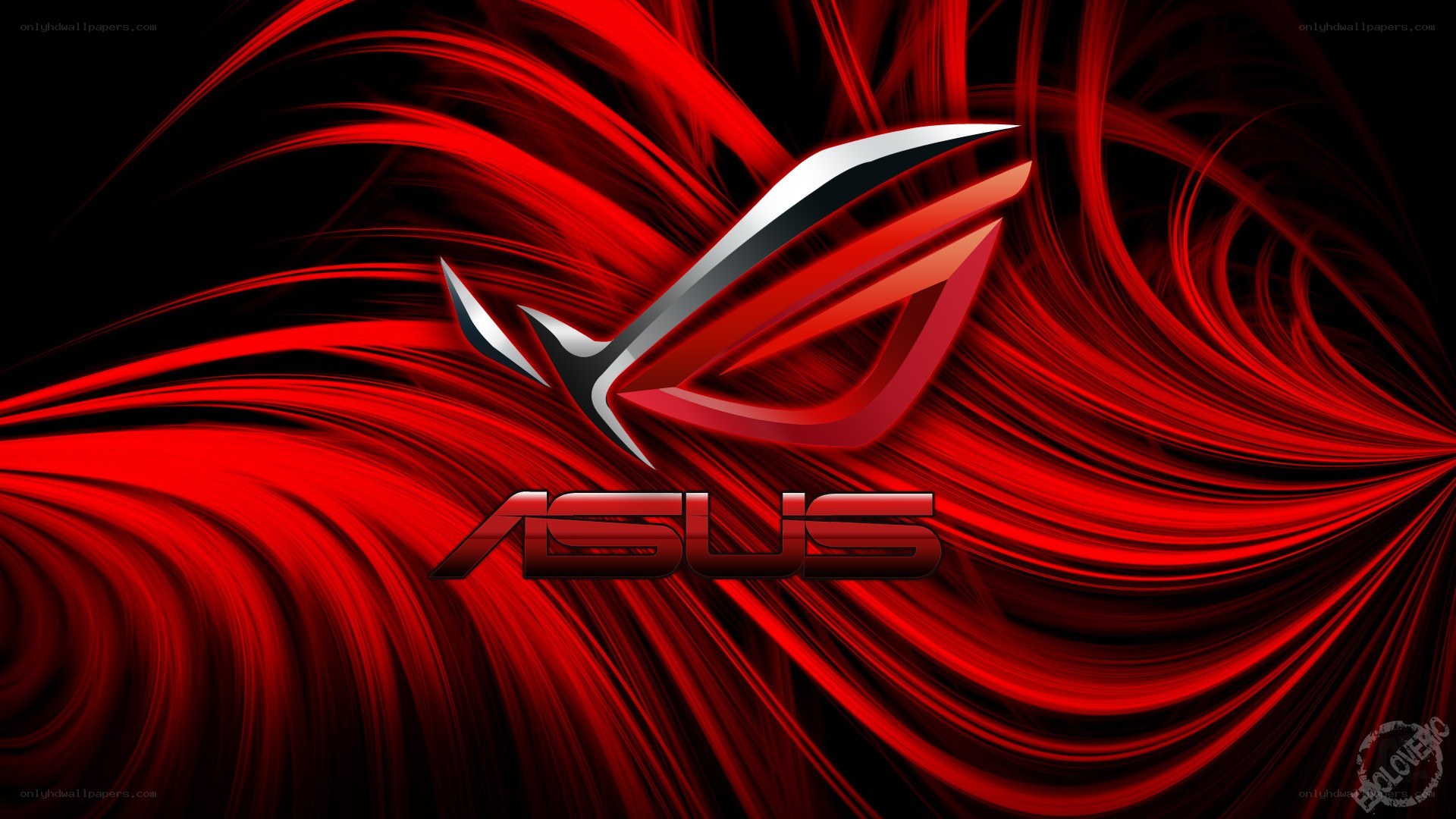 ASUS ROG logo on red background
