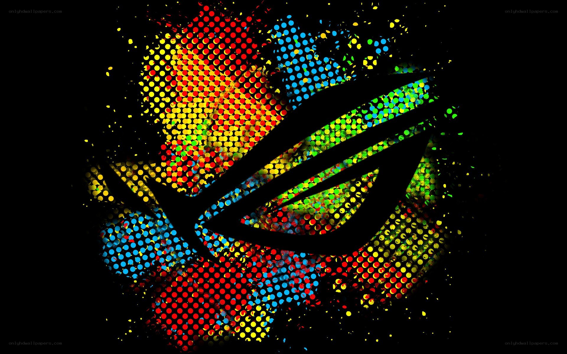 ASUS ROG logo with colorful dots