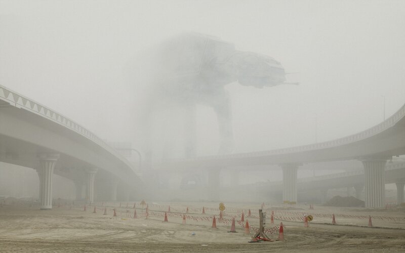 AT-AT in a foggy construction zone
