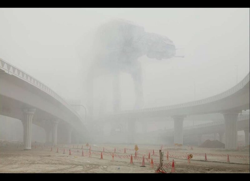 AT-AT in a foggy construction zone