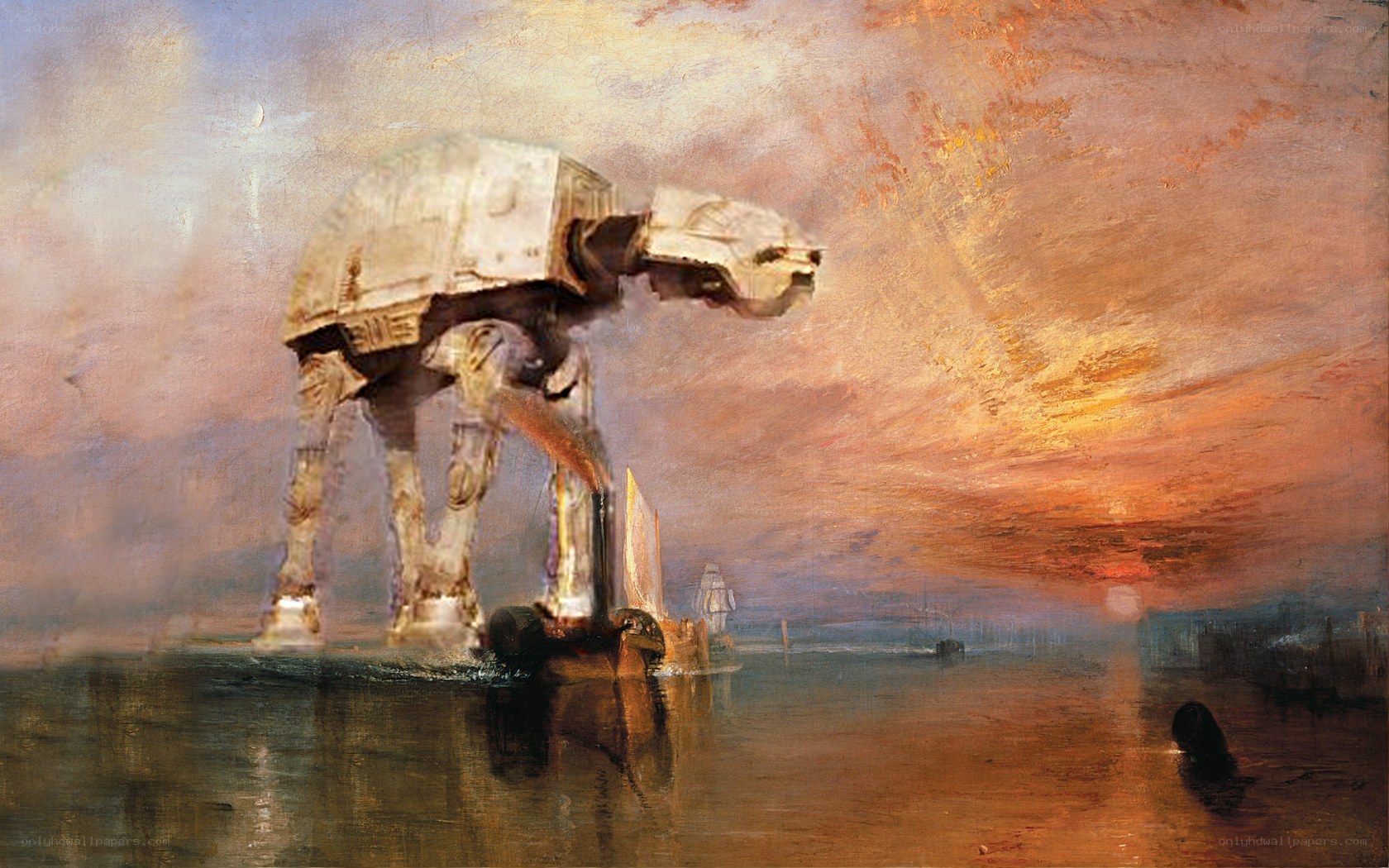 AT-AT in stormy sea