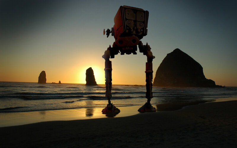 AT-AT on a beach at sunset