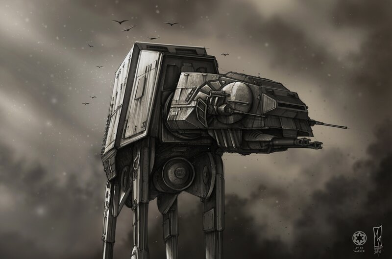 AT-AT Walker — Gray, Dramatic, Digital Art