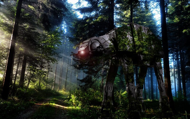 AT-AT Walker in Forest — Green, Dramatic