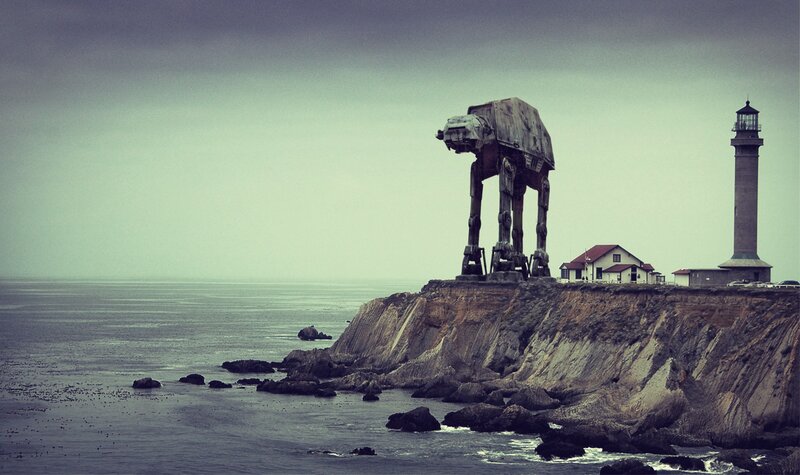 AT-AT Walker on Cliff — Gray, Dramatic