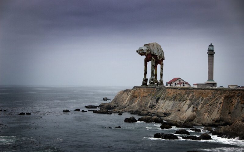 AT-AT Walker on Cliff — Gray