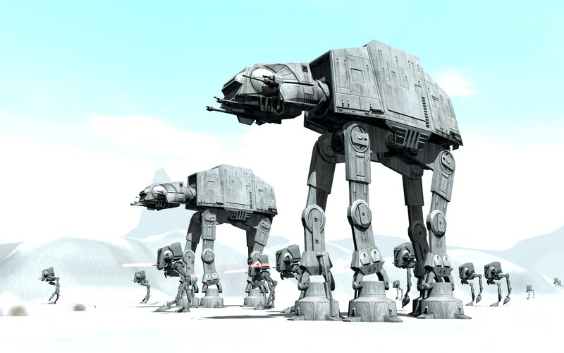 AT-AT walkers in a snowy landscape