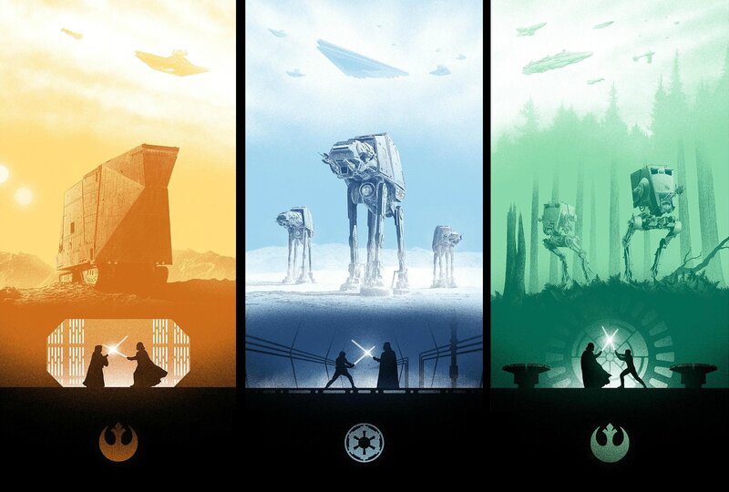 AT-AT Walkers in Battle — Orange, Dramatic