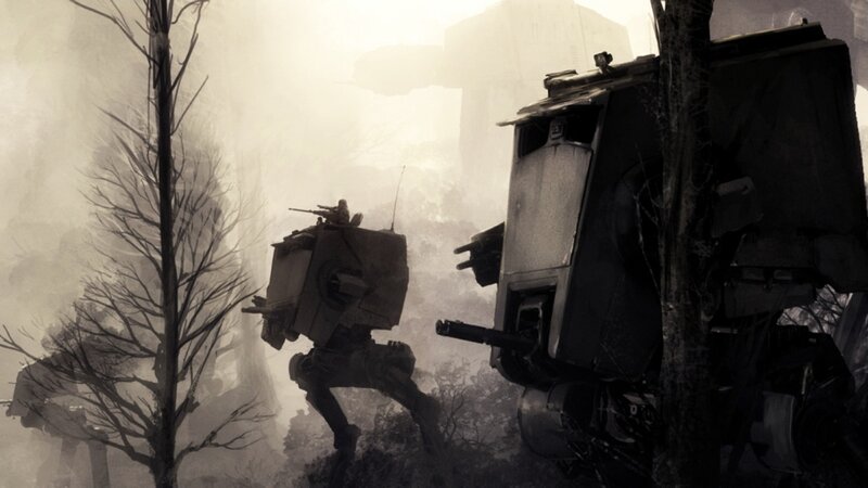 AT-AT Walkers in Forest — Gray