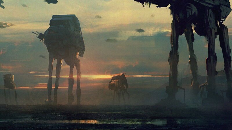 AT-AT Walkers on Desert — Orange, Dramatic