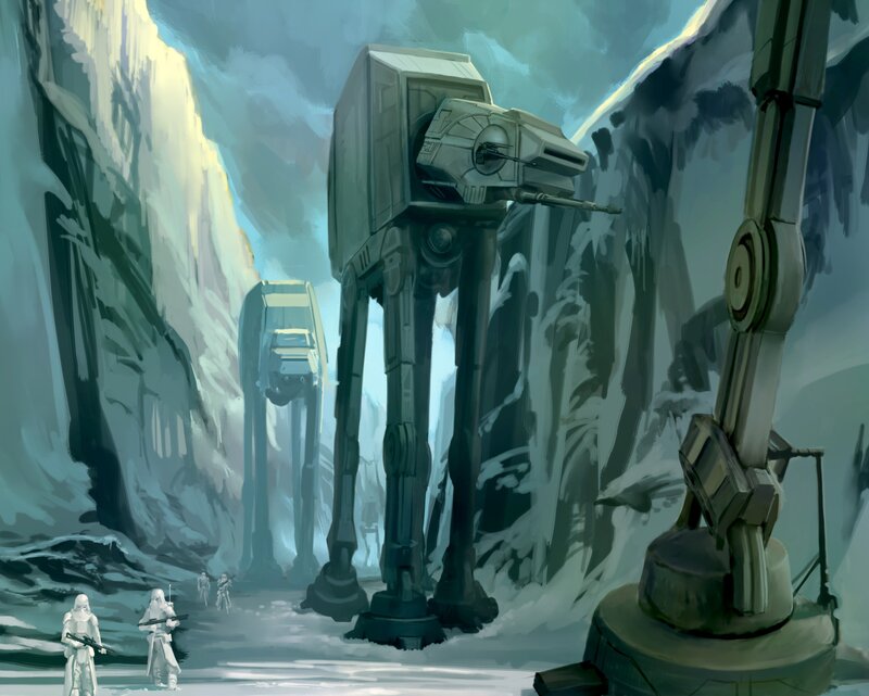 AT-ATs in a snowy canyon