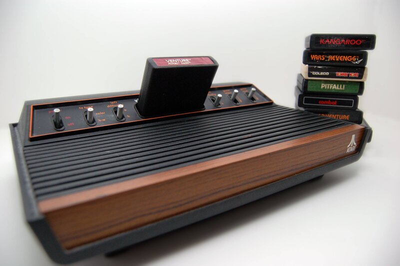 Atari 2600 console with games