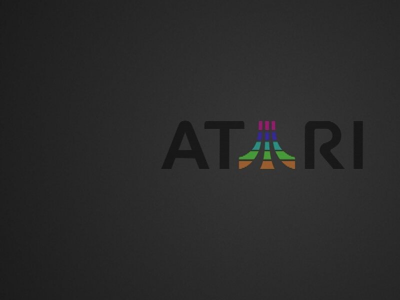 Atari Logo — Black, Minimalist, Vector Art, Rainbow
