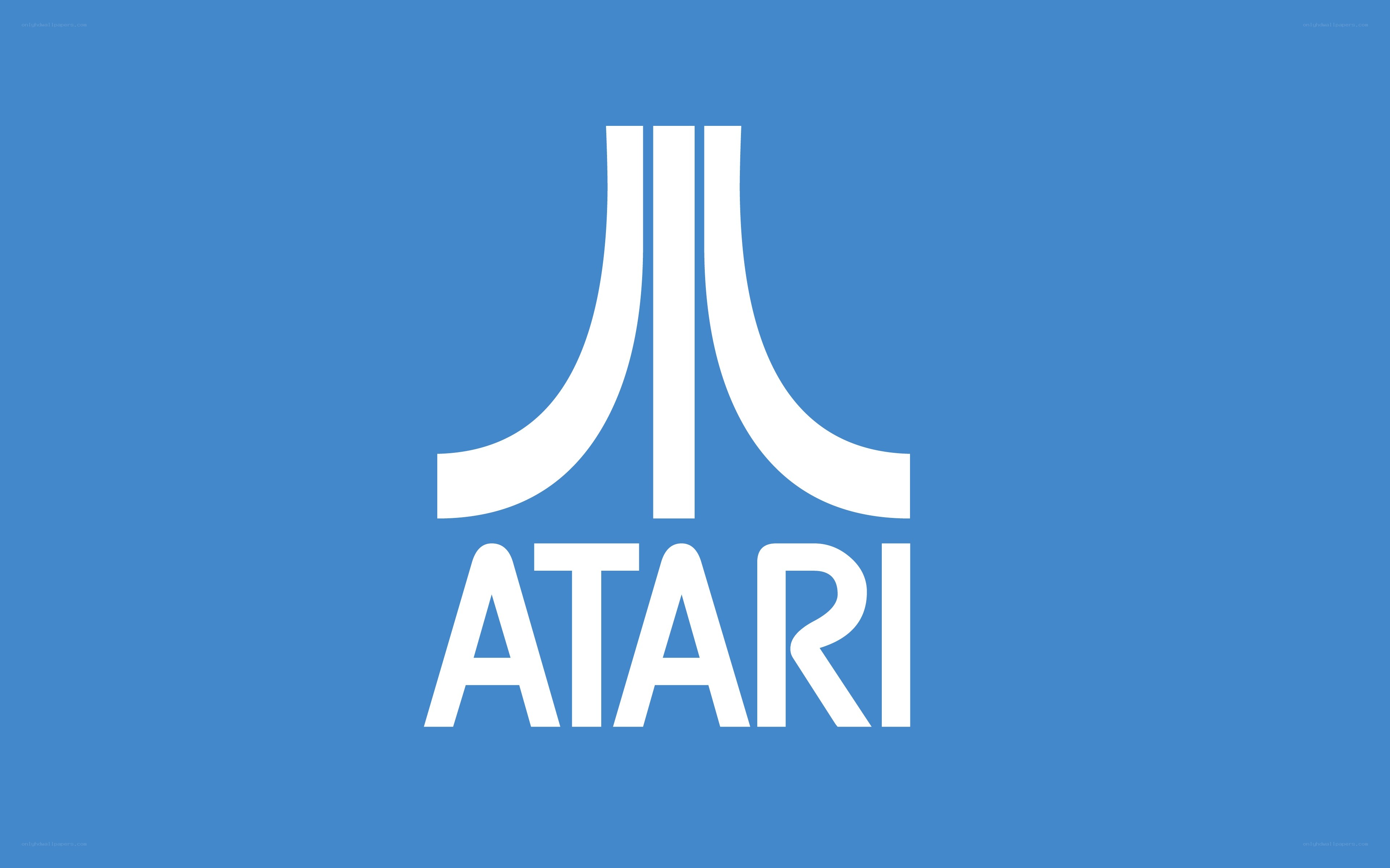Atari logo on blue background