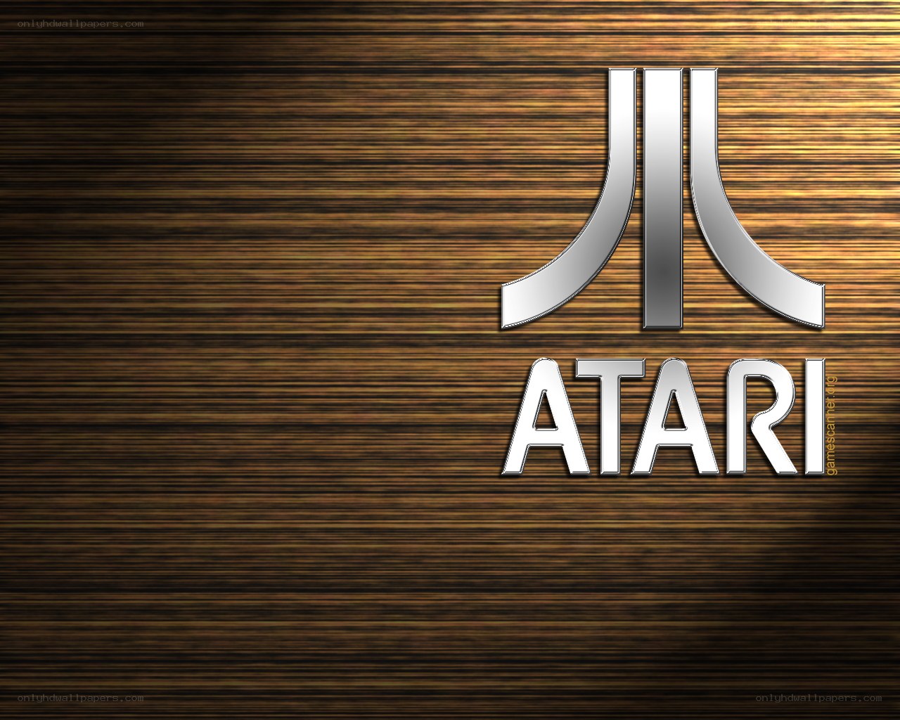 Atari logo on wood texture