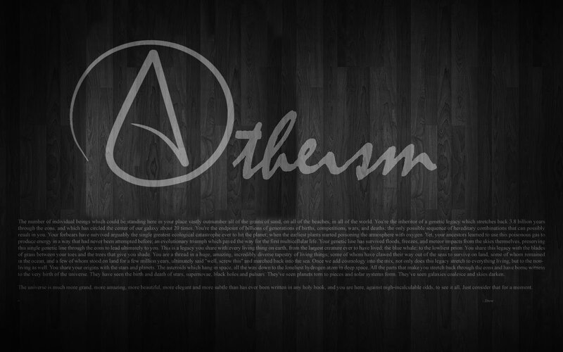 Atheism text and logo