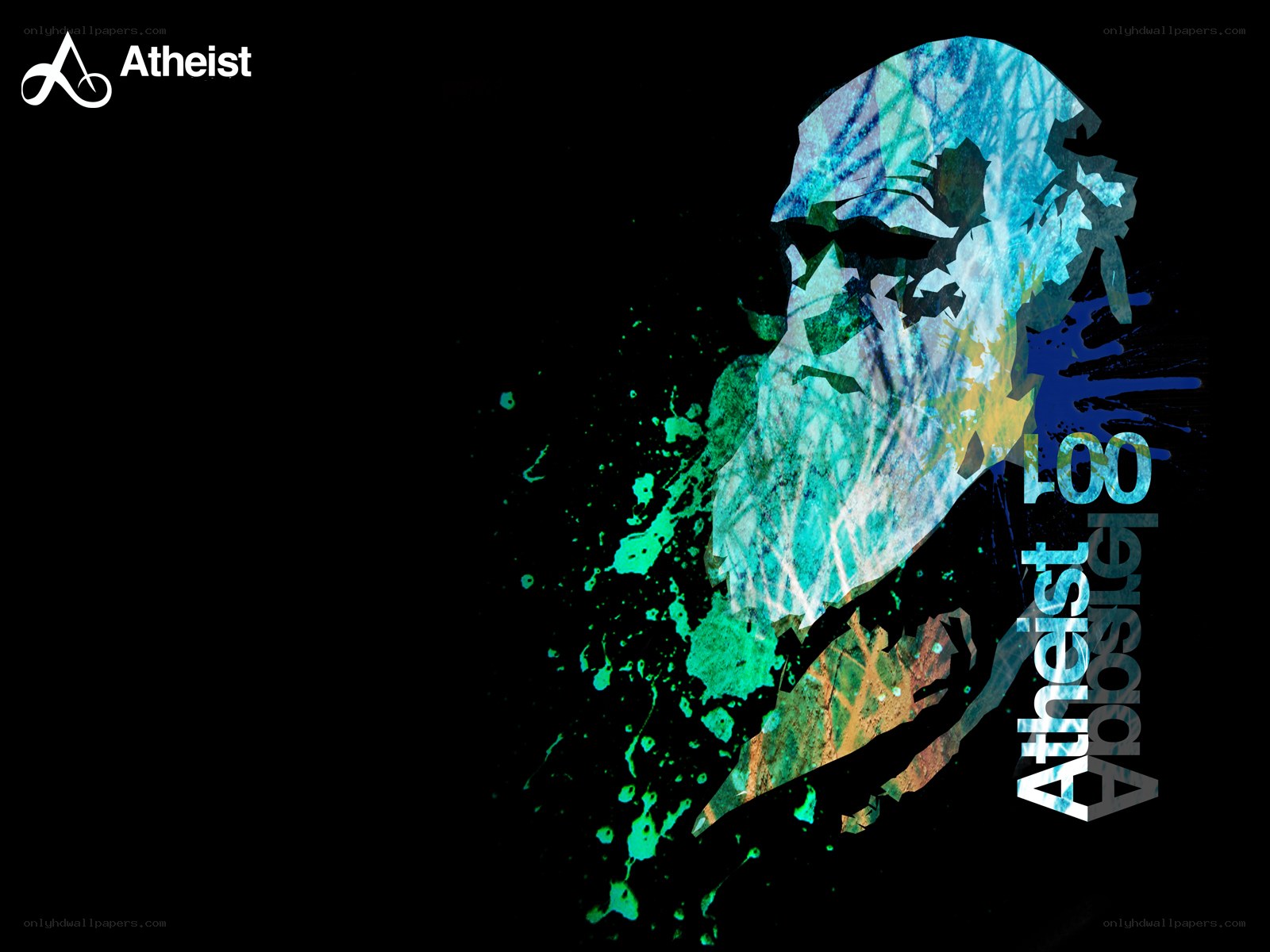 Atheist logo with abstract portrait