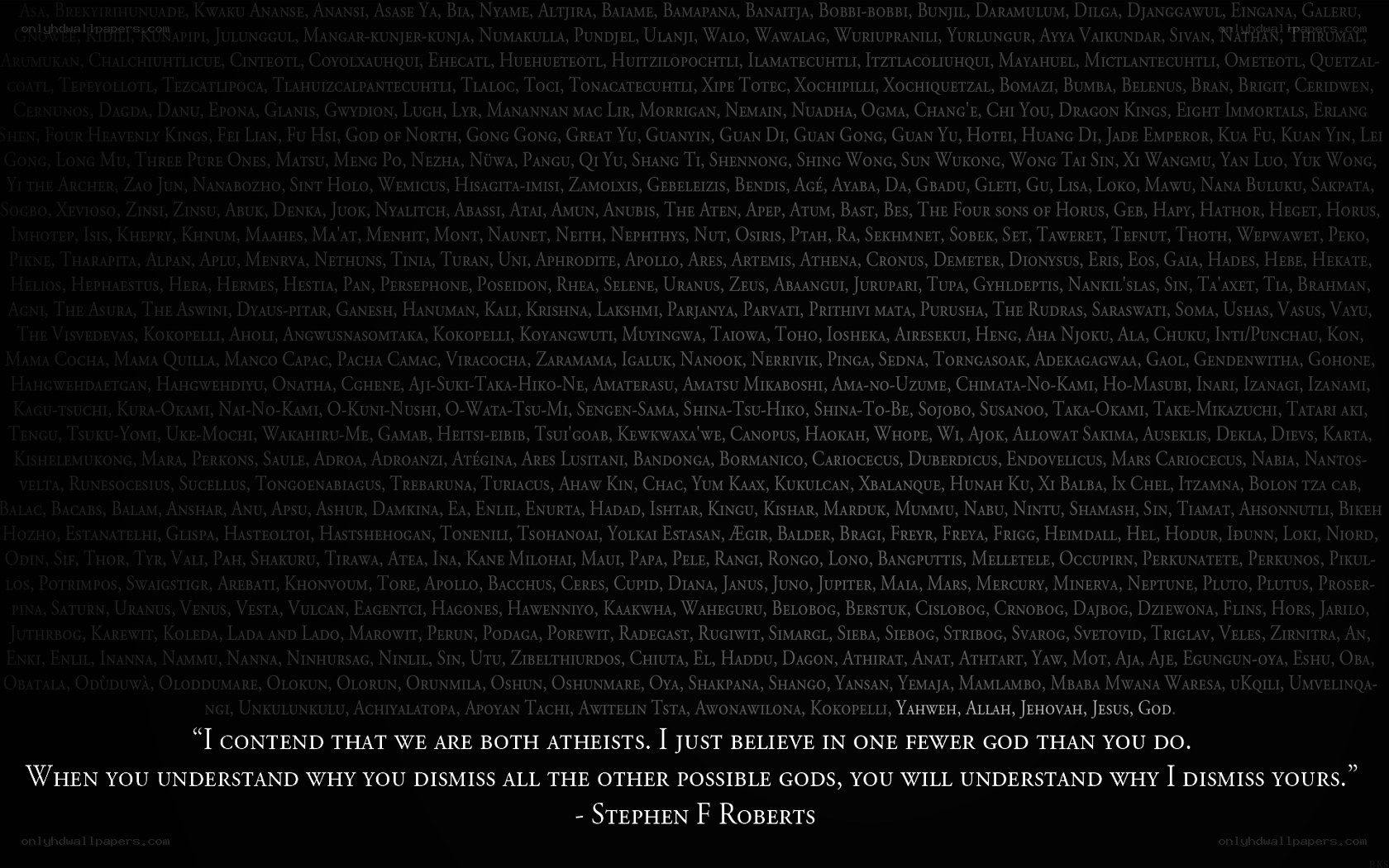 Atheist quote with god names