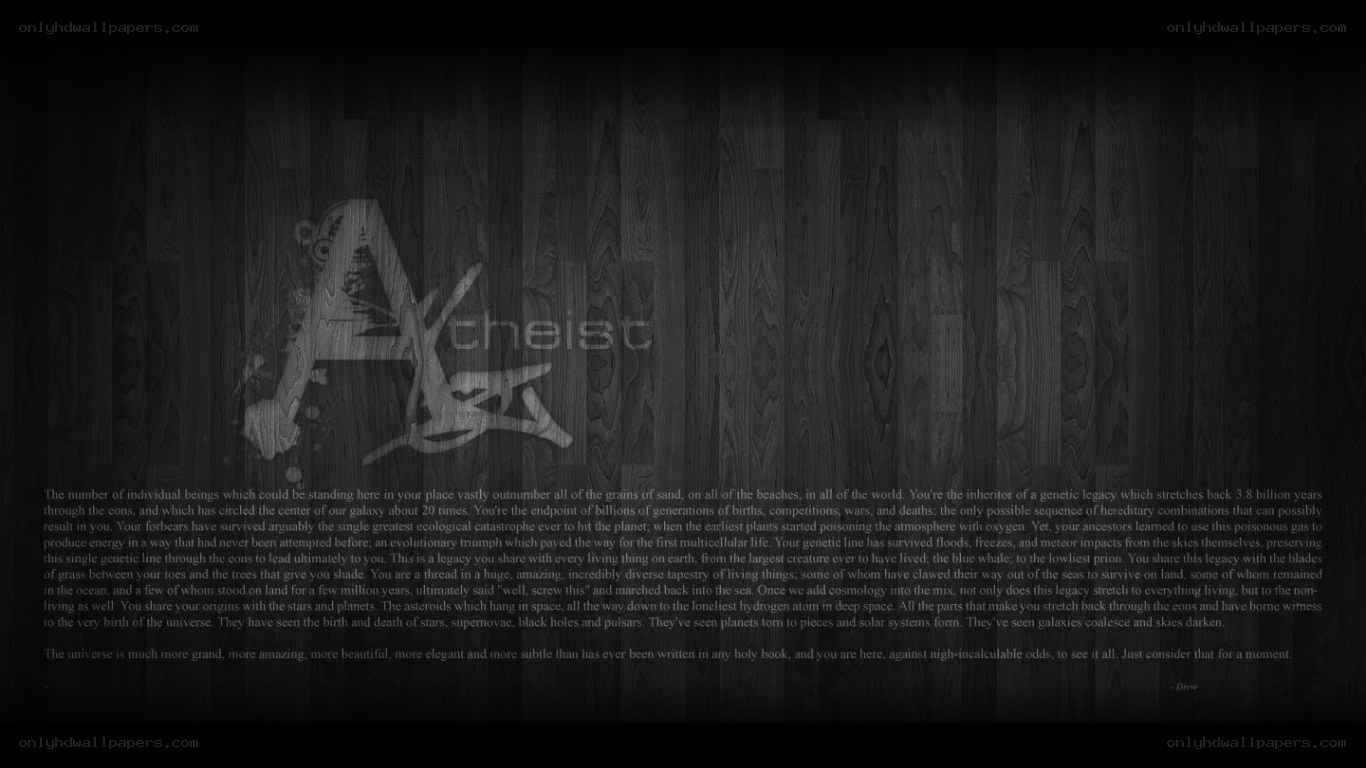 Atheist text on wood