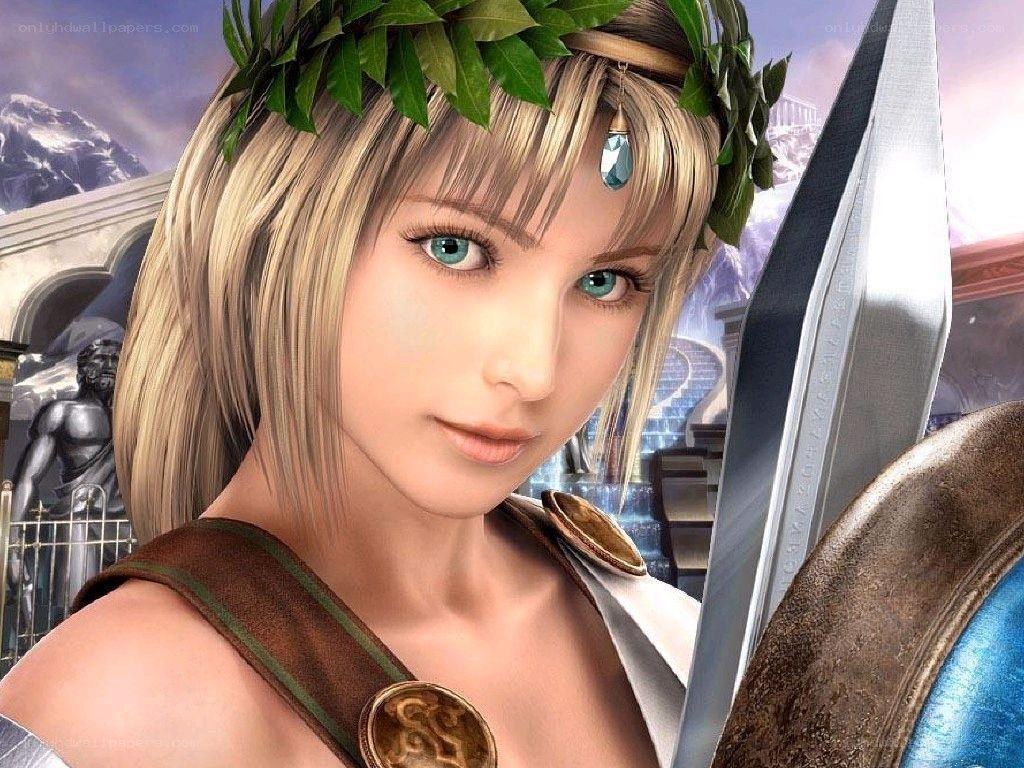 Athena warrior with laurel crown