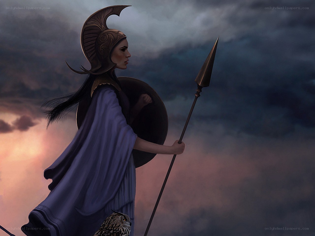 Athena with spear and owl