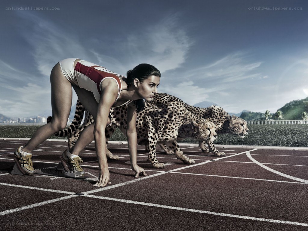 athlete and cheetahs on track