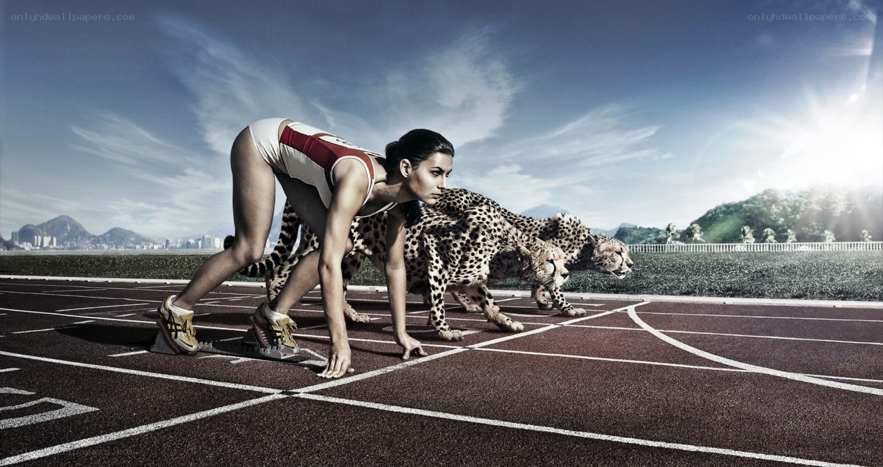 athlete and cheetahs on track