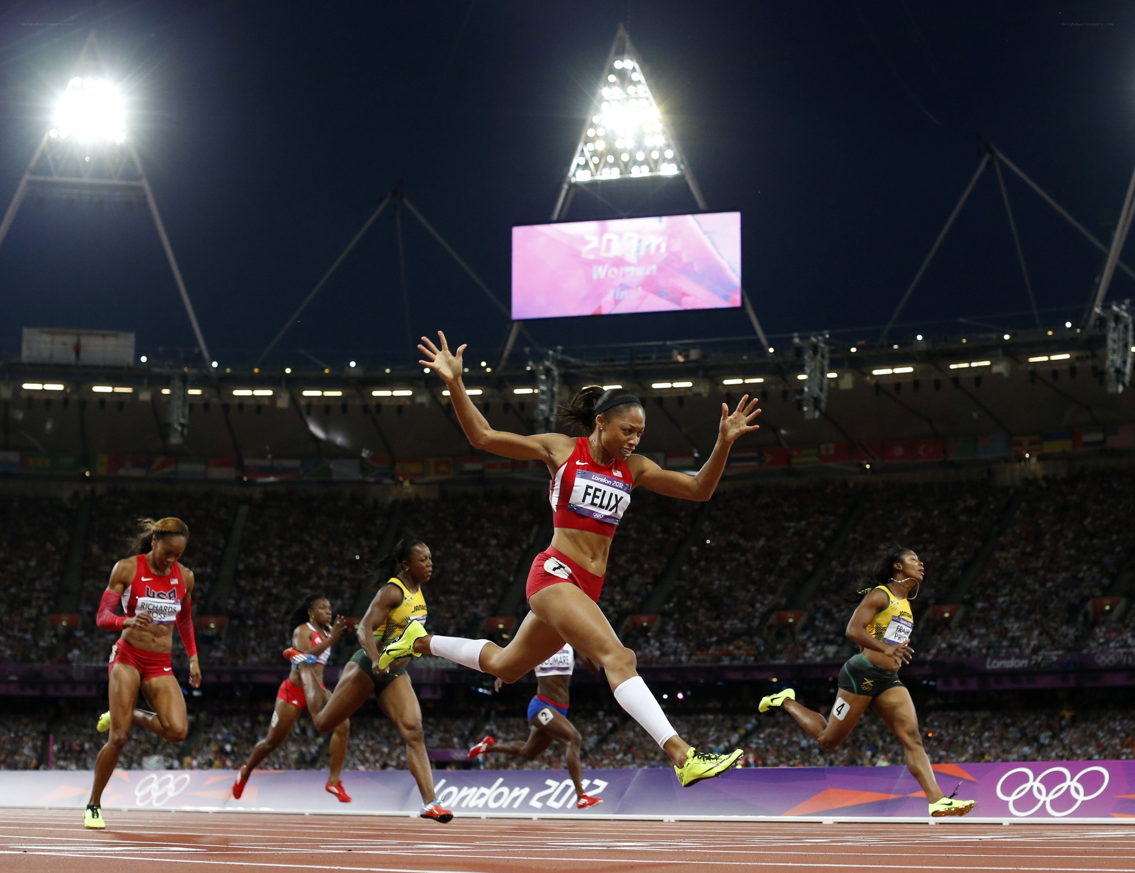 Athlete crossing finish line