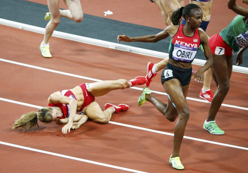 Athlete falls during race