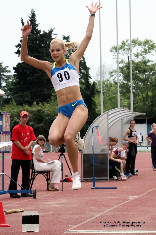 Athlete in mid-jump