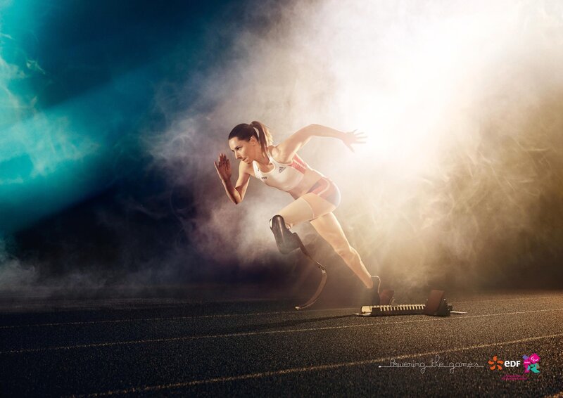 athlete in motion on track