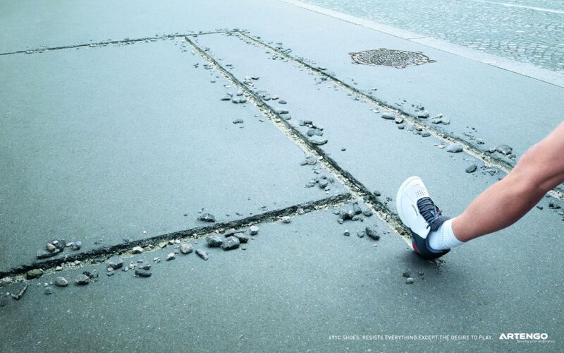 Athlete on a cracked court